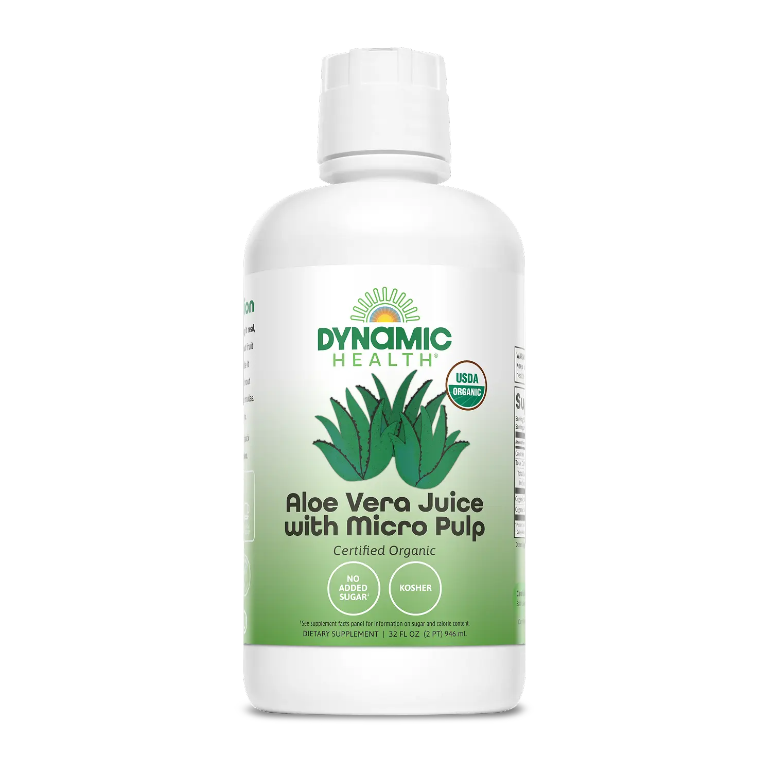 Dynamic Health Organic Aloe Vera Juice with Micro Pulp 32 fl oz | USDA Organic Aloe Drink | No Added Sugar | Liquid Dietary Supplement
