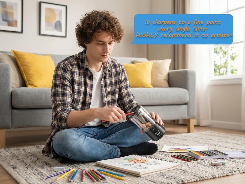 【Valentines Gift for Teachers】 AFMAT Electric Pencil Sharpener, Fast Sharpen in 3s, Auto Stop, Sharp with 2 Settings for 6-12mm No.2 & Colored Pencils, Ideal for Office, School & Artists