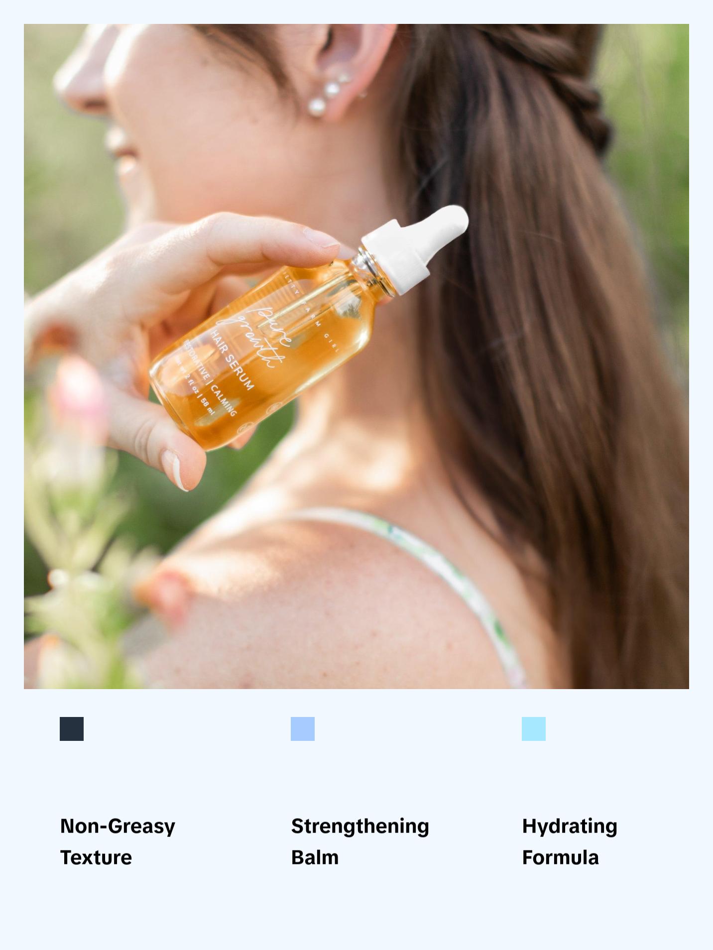 Pure Growth Hair & Scalp Oil - Frizz Nourishing Blend with Castor, Rosemary, & Cajeput Oils for Dry Itchy Scalp Relief & Healthy Hair Growth - 2 fl oz