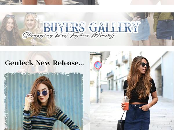 Genleck Women's High-Waisted Denim Skort | Built-in Shorts & Side Slit Skirt Womenswear Fitted Button skirts