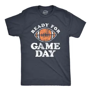 Mens Ready for Game Day T Shirt Funny Football Lovers Gridiron Tee for Guys Mens Funny T Shirts Cool Vintage Fashion T-Shirt Gift Classic Menswear Funny Football Short Sleeve Novelty Tees for Guys Navy