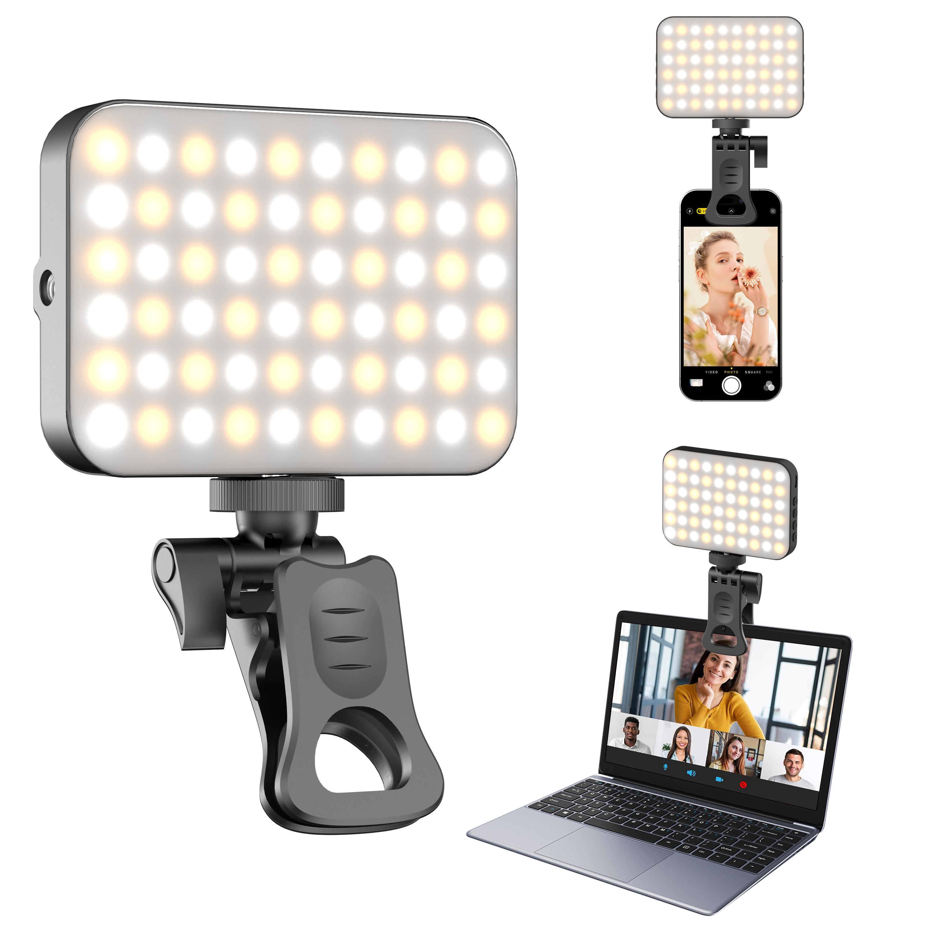 Rechargeable Clip-On Selfie Light | Fill Light for Video Calls, Streaming & Makeup Compatible with Phone, Laptop, Tablet