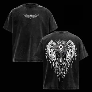 Attack on Titan Wings of Freedom Washed Oversized T-Shirt, AOT Anime Gym Pump Cover Graphic Tee, Vintage Washed Cotton Streetwear Shirt, Unisex Gym Top