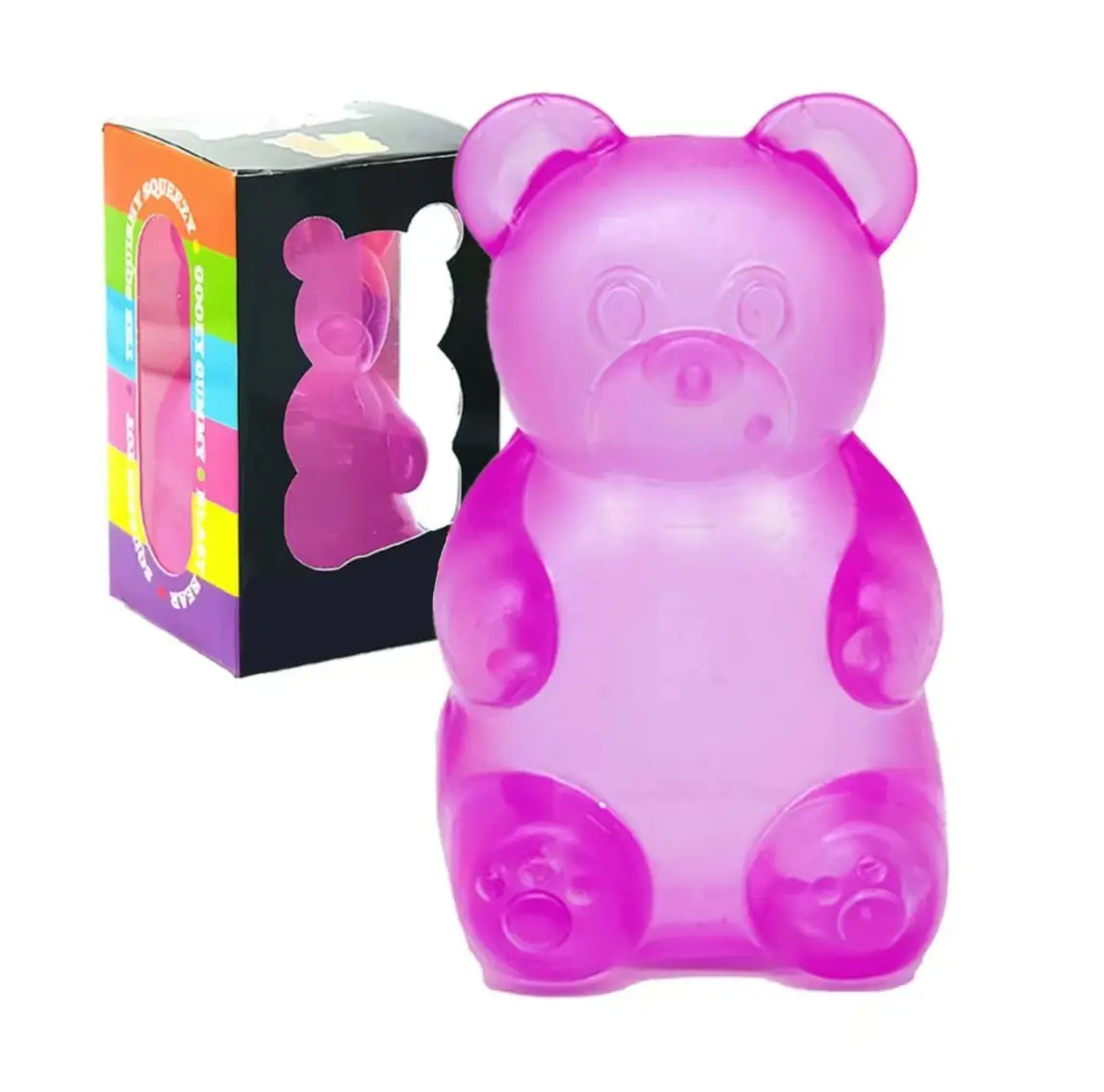 Colorful Transparent Jelly Bear Squishy Toy – Slow-Rebound Stress Relief Fidget Toy for Kids and Adults, Non-Toxic Soft Sensory Squeeze Toy, Anxiety Relief Desk Toy Gift #SummerVibes