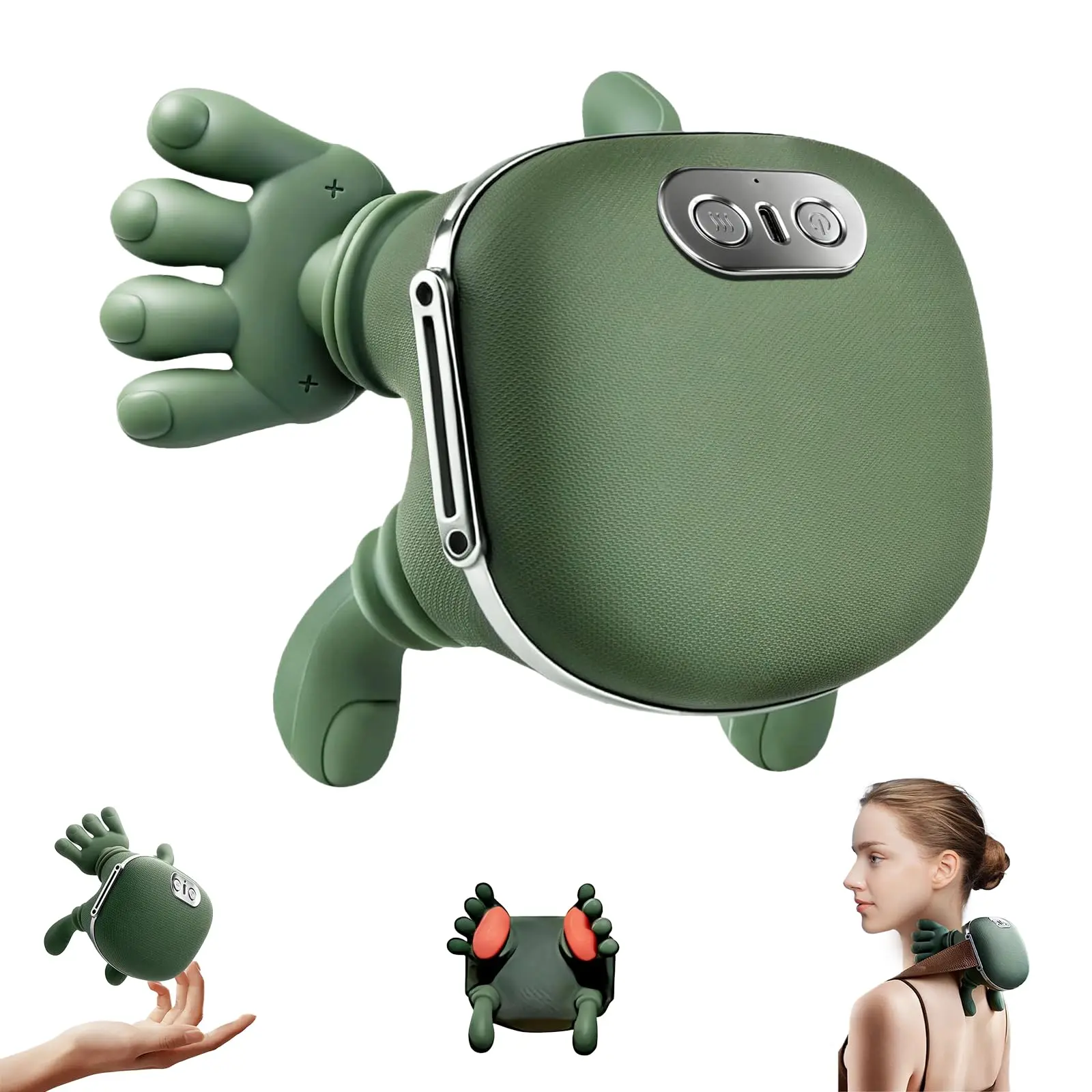 4D Neck and Shoulder Heat Massager, Wireless Portable Neck Massager, Relieves Muscle Pain, Simulates Deep Tissue Massage of Human Hand, Ideal Gift.