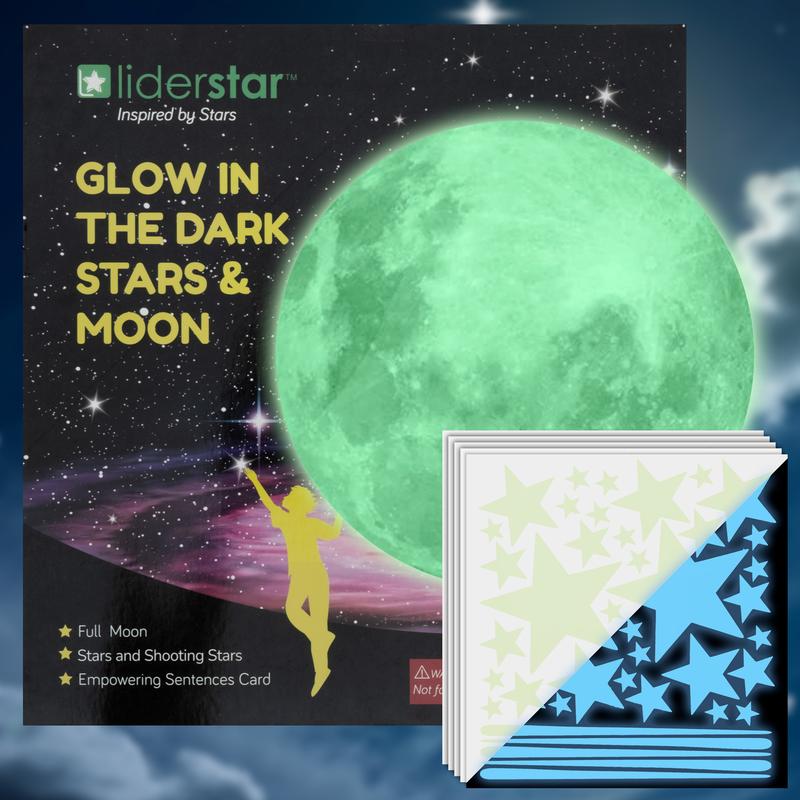 Glow-in-the-Dark Stars and Moon Wall Decals – Fluorescent Ceiling Star Stickers, Self-Adhesive 3D Luminous Plastic Night Sky Decorations for Kids Bedroom, Baby Room & Home Décor