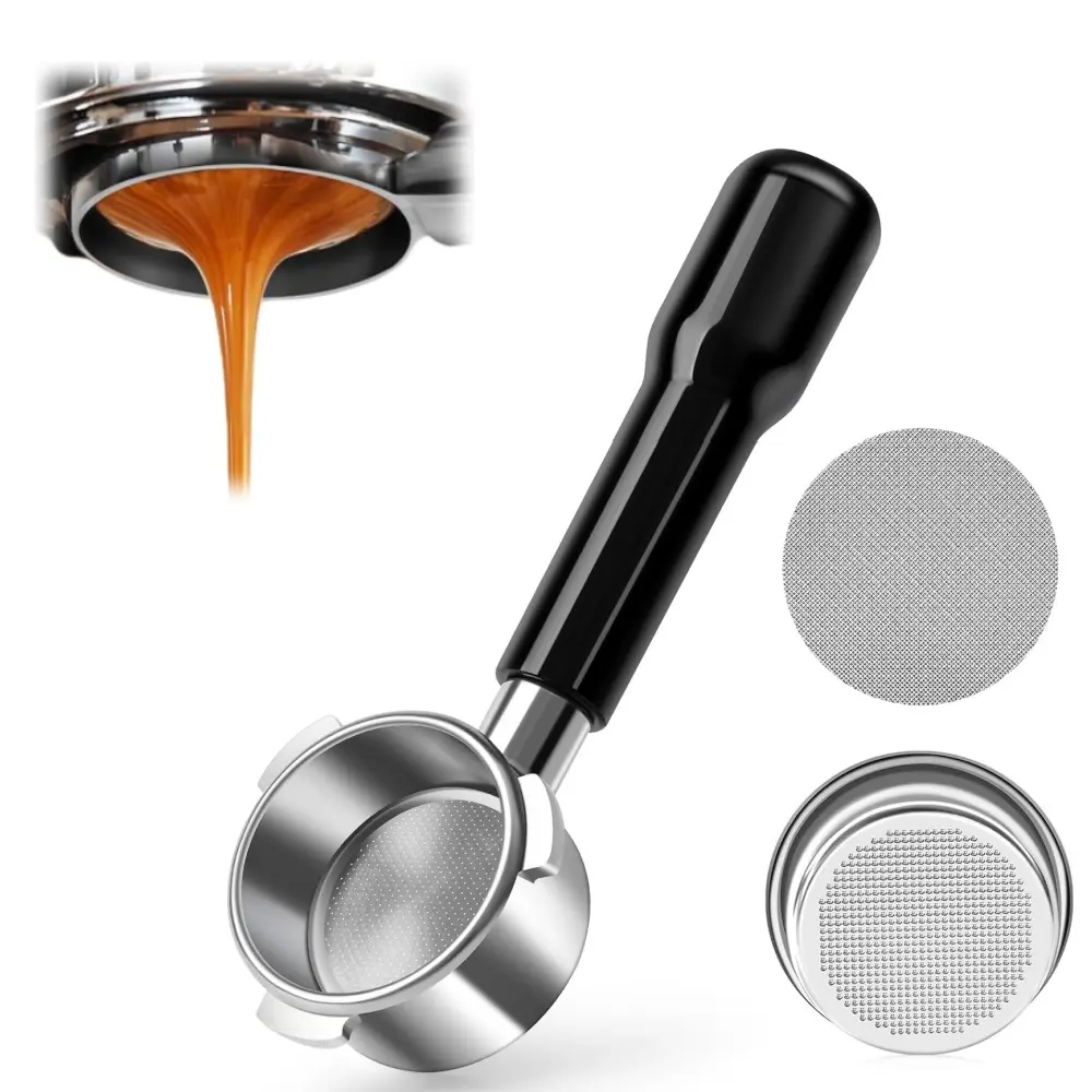 1 PACK 54 mm Bottomless Portafilter with Puck Screen 53.5mm and Stainless Steel Filter Basket Fits Barista Express and 54mm Machines