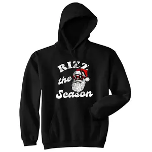 Rizz The Season Unisex Hoodie Funny Sarcastic Christmas Hooded Sweatshirt Unisex Vintage Fashion Hoodies Christmas Hoodie Novelty Sweatshirt Black -