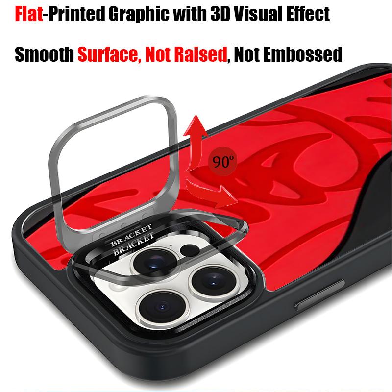 SUELA ROJA Aesthetic Design Pattern Casing For iphone 16 15 14 13 12 Plus Pro Max Flaunt Mobile Phone Case Hard TPU Tough Metal Lens Camera frame Film With Bracket Drop Protection ShockproofFashion Trend Anti-scratch Stylish Smartphone Cover