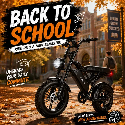 ESKUTE V100 Ergonomic Adult Fat Tire All Terrain Ebike - 1500W (1500 to 1999 W, 48.0 W & Above), 28MPH, 16x4.0 Tires, 48V 13Ah Battery, Adjustable Seat, Dual-Seat Commuter Bicycle for Youth Commuting