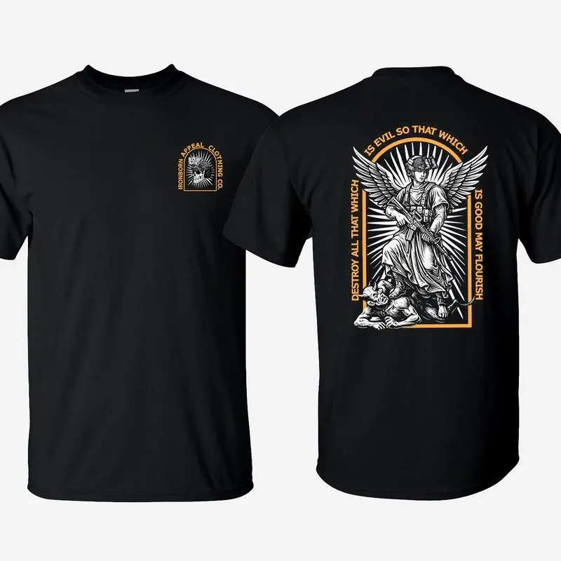 2026 Saint Michale T-Shirt_Hoodie Casual 100_ Cotton, Army Military Menswear, Gun Shirt Tactical Gear, Veteran Shirt, Good Graphic Shirt, Made In USA.