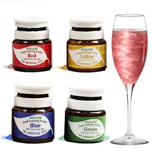4-Color Edible Glitter Natural Food Coloring Set (5g/Jars), Water-Soluble Food-Grade Sparkle Powder for Baking, Cake Decorating, Frosting, Drinks & Desserts