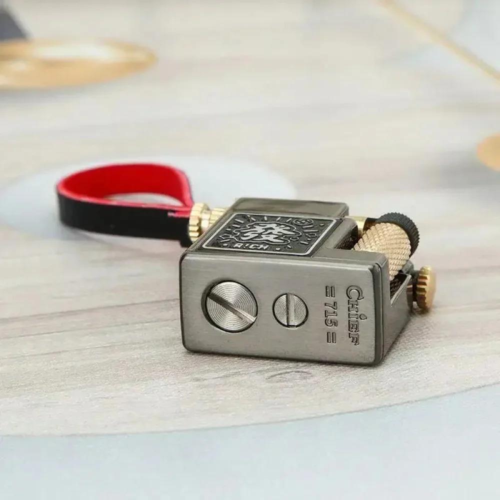 Cool Vintage Kerosene Lighter Retro Trench Wheel Sideslip Ignition Key Pendant Gift for Men(NO Fuel)