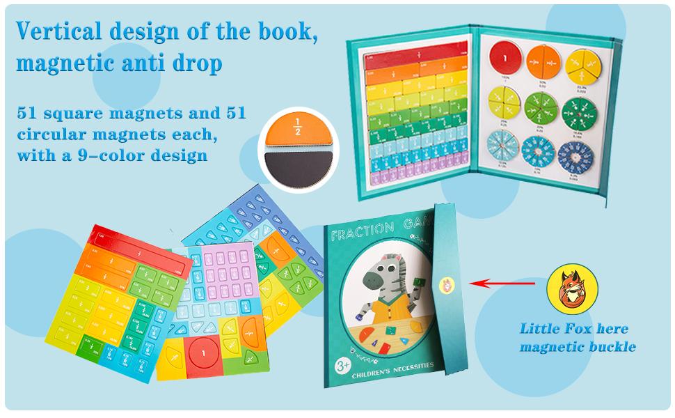 Magnetic Fraction Educational Puzzle Fraction Tiles and Circles, Equip Magnetic Score Disk Demonstrator, Math Manipulatives Enhance Early Primary School Mathematical Skills