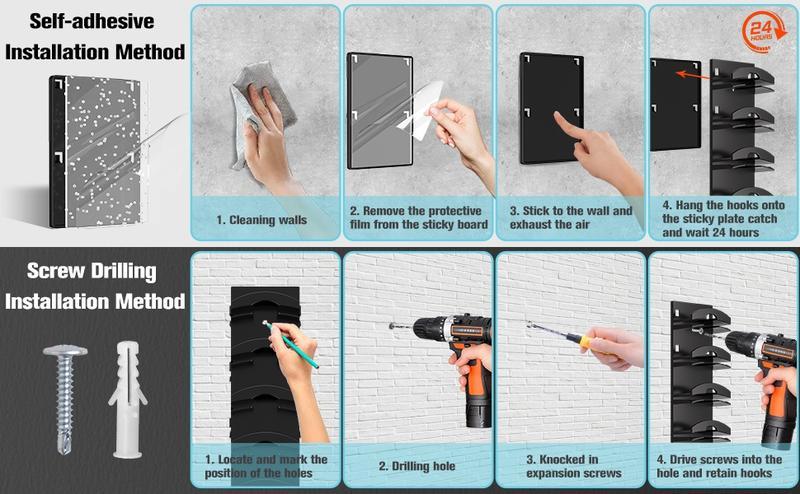 2-Pack Wall-Mounted Hat Organizer | Baseball Cap Rack (Black), Adhesive valentine's gift for bf，Mount, Stable Structure, Holds 20 Hats, Easy Access & Installation, Hanging Display for Closet, Door & Bedroom，