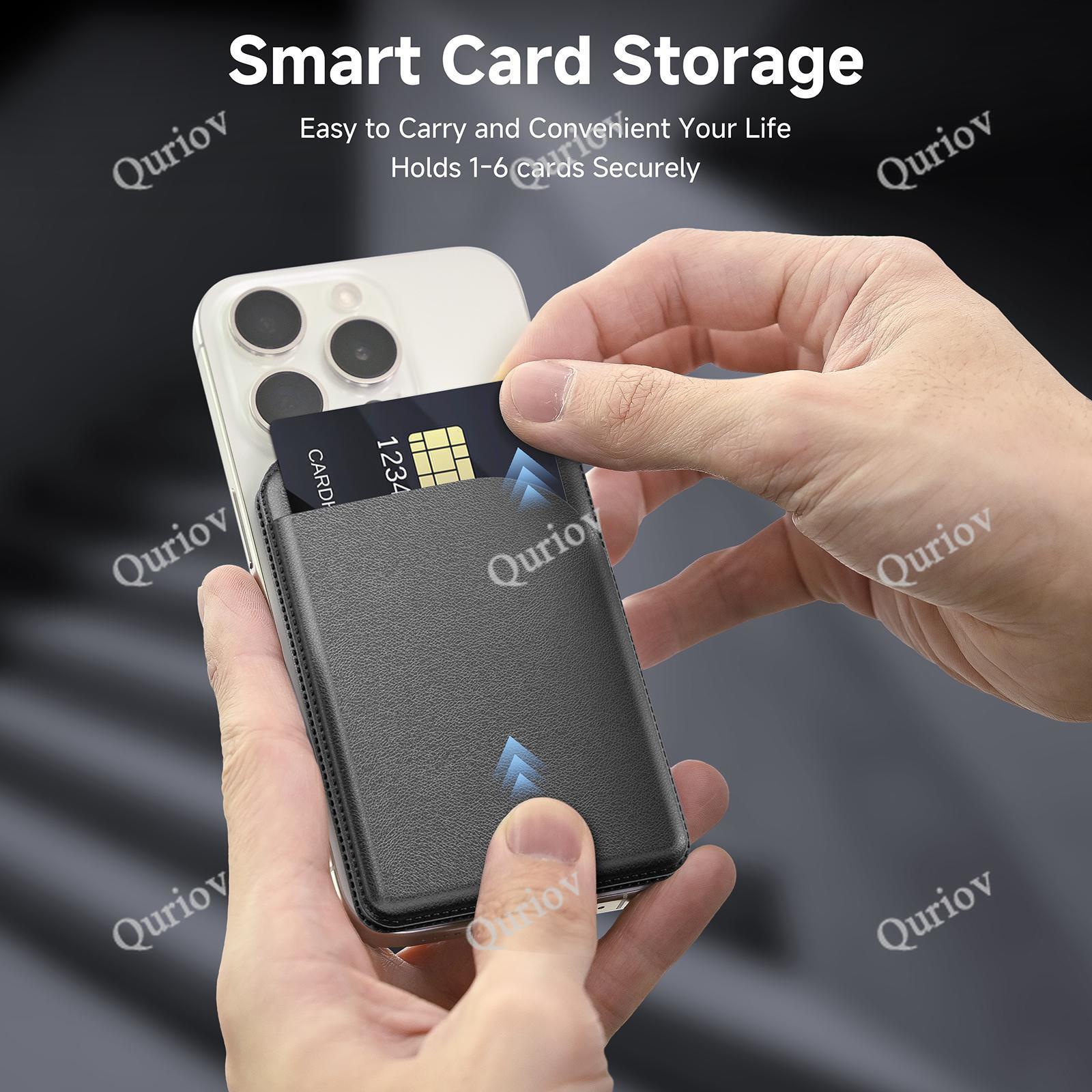 Quriov MagSafe Wallet with Adjustable Stand Compatible with Magnetic Wallet for Phone Leather Magsafe Card Holder for iPhone 16/15/14/13/12 series Only supports products with MagSafe