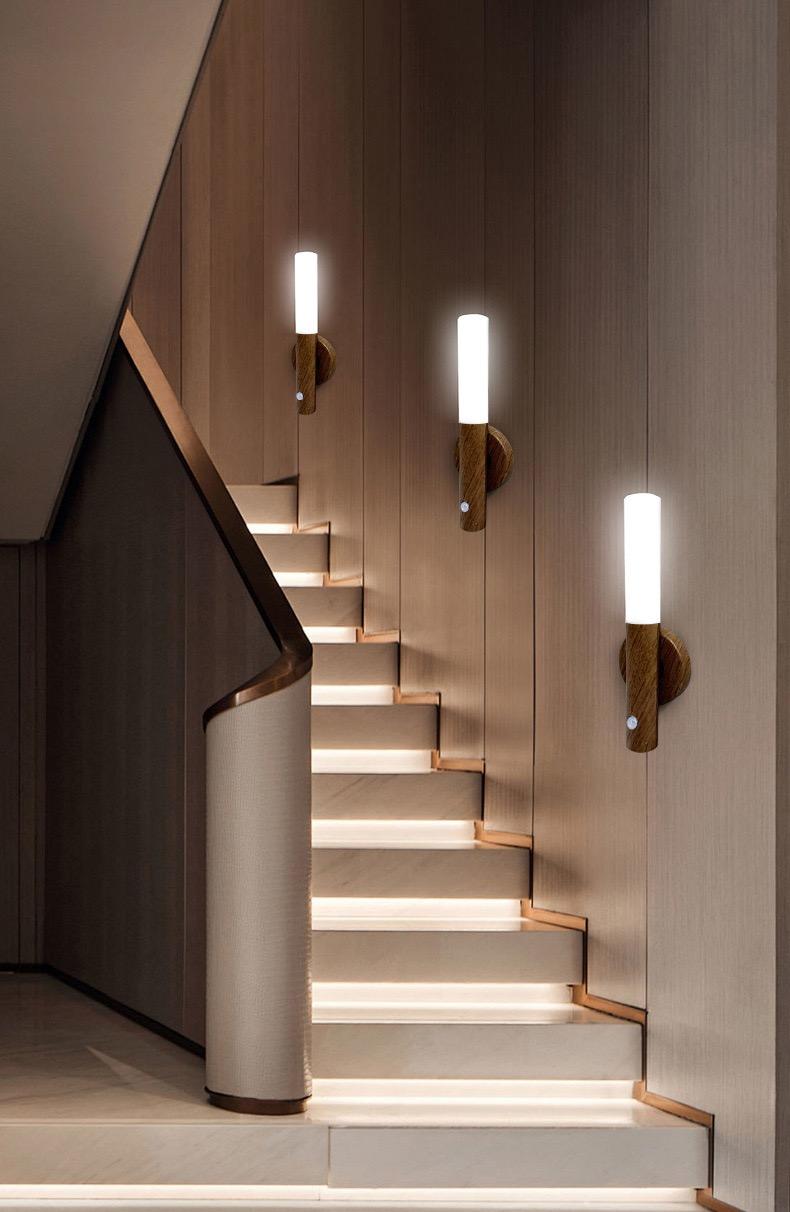 Multifunctional Motion Sensor Night Light LED Rechargeable Magnetic Wall Lamp, Easy Install Portable Wireless Design for Hallway Bedroom Stairs