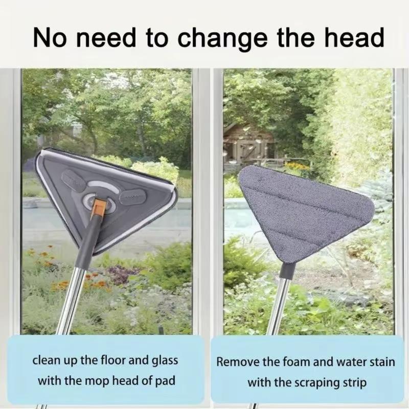 Long Handle Wall Mop & Baseboard Cleaner - Multi-Surface Dusting Tool for Walls, Floors, Baseboards - Wet/Dry Cleaning Mop with Adjustable Handle (Home & Kitchen Use)