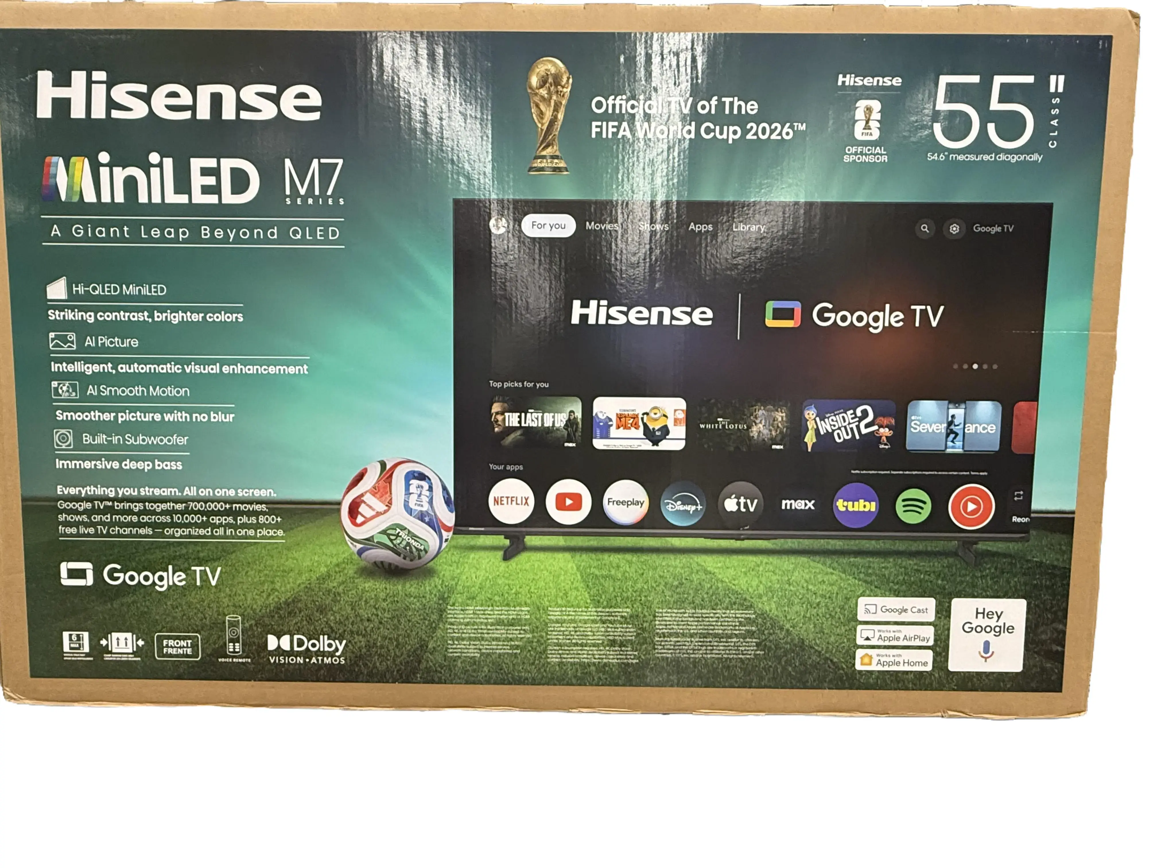 Hisense 55" Class M Series Mini-LED ULED 4K UHD Google Smart TV (55M7SG, 2026 Model) - QLED, Native 60Hz, 1000-Nit, Dolby Vision IQ, Full Array Local Dimming, Game Mode Pro