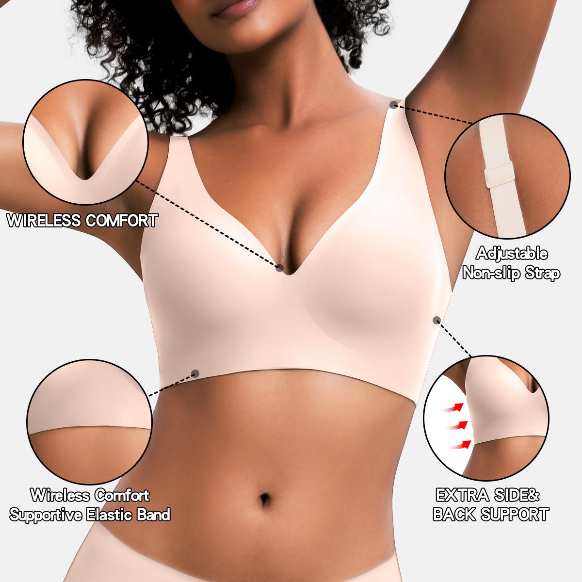 VRCOMFY Jelly Wireless Womens Comfortable Wireless Bras Push Up Bralettes Seamless Tshirts Bras Deep V Everyday Bras VRCOMFY Jelly Wireless Womens Comfortable Wireless Bras Push Up Bralettes Seamless Tshirts Bras Deep V Everyday Bras