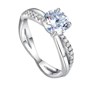 1.5 Ct Round Diamond Option Double Twisted Band Engagement Ring