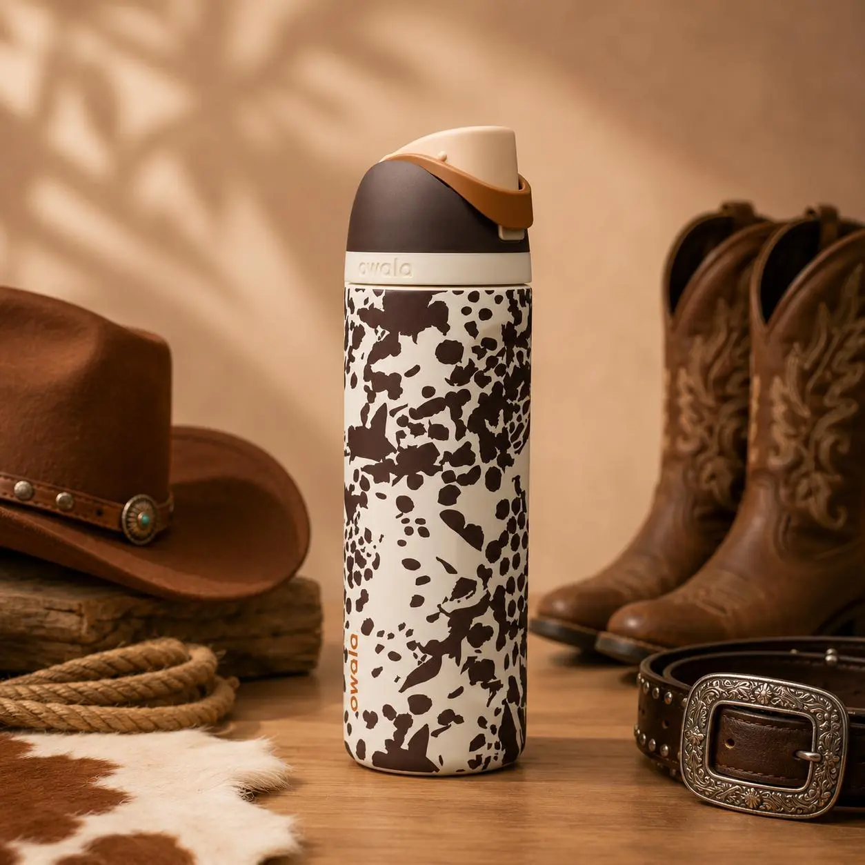 Owala Cowgirl Core Cow Print FreeSip Insulated Stainless Steel Tumbler