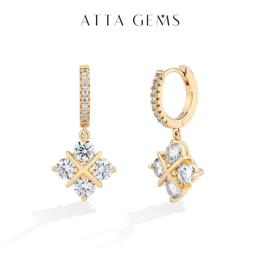 ATTAGEMS Clover Shaped VVS1 Lab-Created Moissanite Stud Earrings for Women & Girls S925 Sterling Silver Earrings Daily Wear Birthday Gift Fine Jewelry E065 summerwins