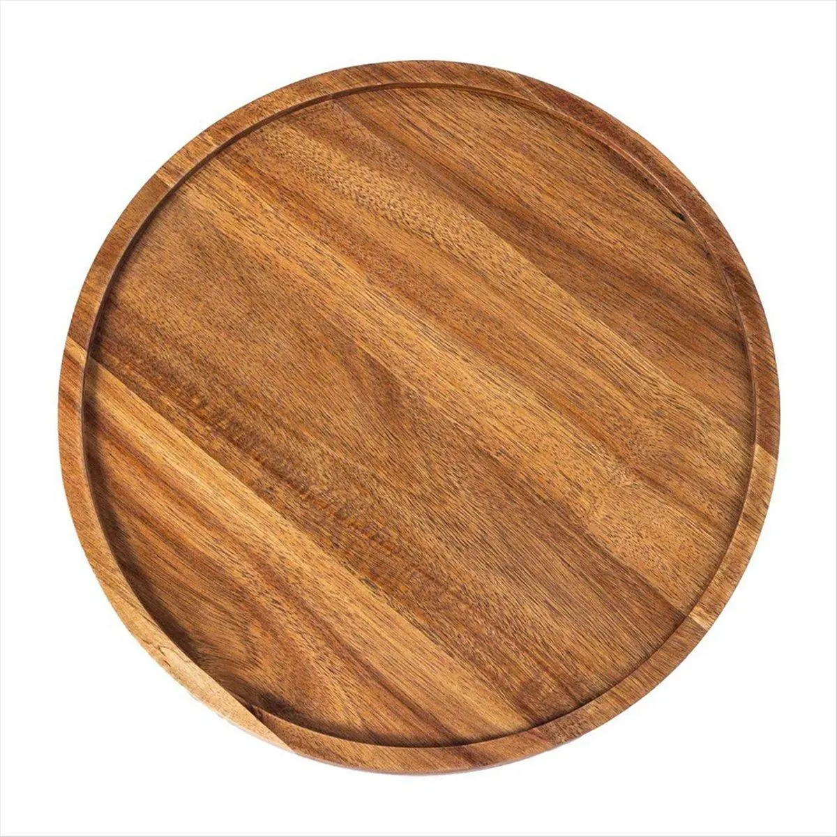 Rustic Round Wood Tray - 15x15x1.5cm Durable Acacia Wood, Natural Look Indoor Serving Piece, Kitchen Countertop Organizer, Coffee Table Accessory, Holiday Gift for Girlfriend