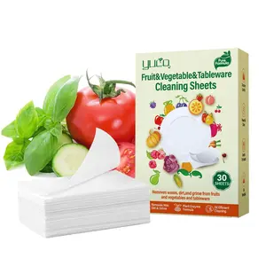 YUCO Fruit and Vegetable Wash Sheets, Easy & Quick Effective Removes Wax,Oil,Dirt,Harmful Chemical Residues from Organic Produce, Allowing Fresh Longer, For Spray Wash and Soak wash, 30 Sheets
