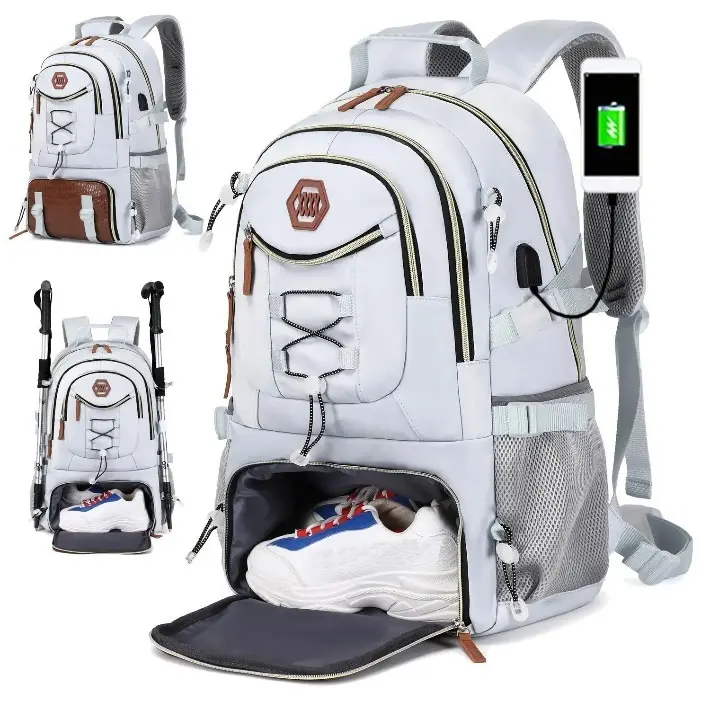 Large Capacity Travel Backpack Laptop Bag Outdoor with Shoe Storage Water Resistant 52cm x 34cm x 16cm Lightweight Design for Hiking Camping Gym Weekender Bag Carry On Luggage Work Rucksack Business Travel Essentials For Men Women Daypack