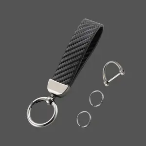 Easter/Spring gift: Carbon Fiber Car Keychain with Color, Metal Rings & Bag Pendant Perfect for Car Enthusiasts with Multiple Logo Styles
