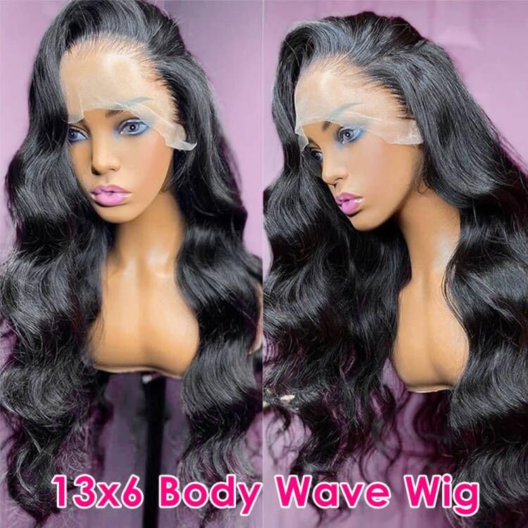 Bling Hair 13x6 Body Wave Transparent Lace Front Wigs Human Hair Pre Plucked 180 Density HD Lace Frontal 13x4 Drawstring Glueless Wigs with Baby Hair for Women 16-36Inch