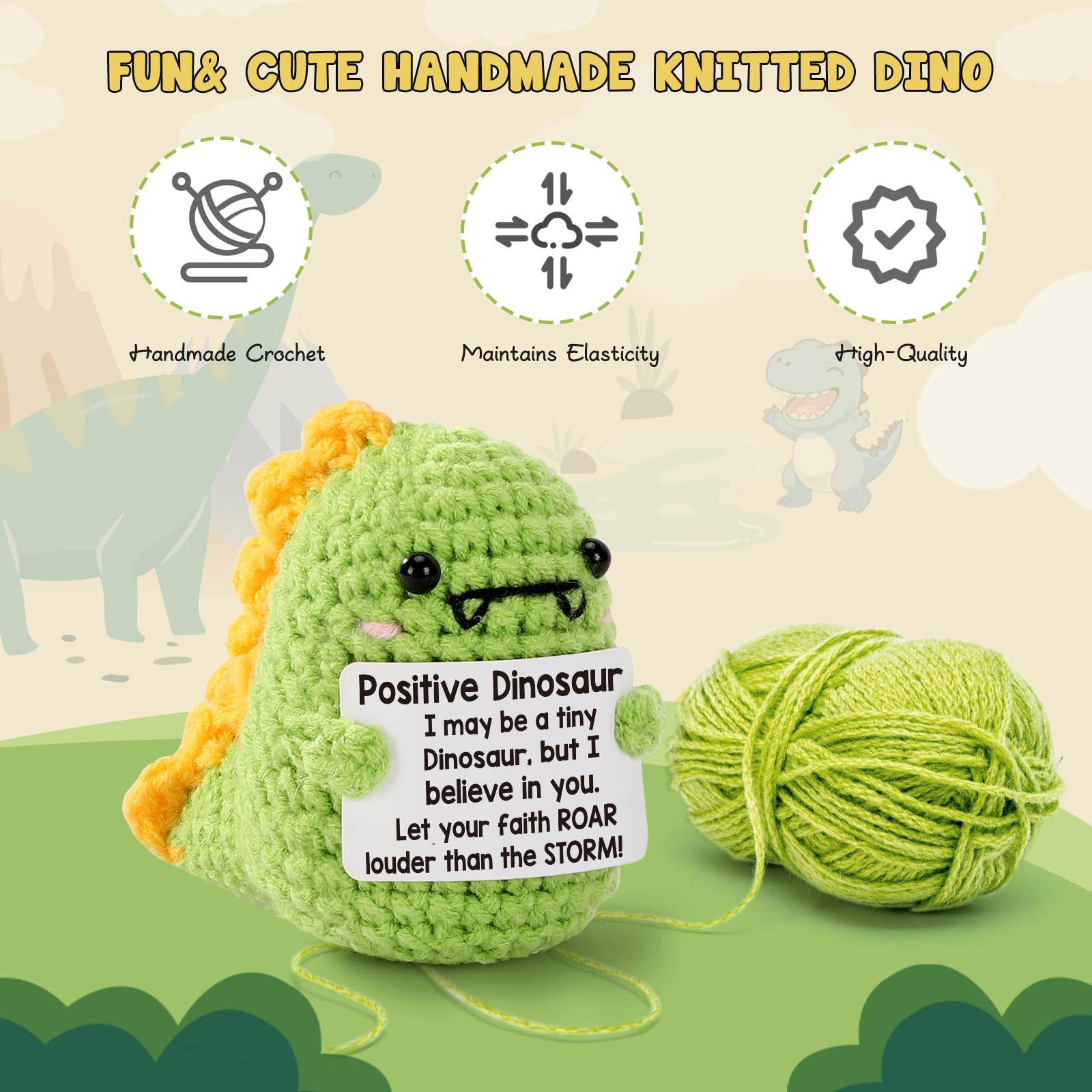 【Mother's Day Gift】Mini Funny Positive Crochet Animals Gifts, Emotional Cheer Support Inspirational Gift for Women Men Friends Coworkers, Cute Turtle Duck Penguin Dinosaur Handmade Knitted Animal Doll for Decoration