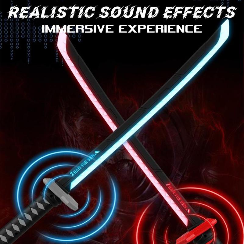 LED Lightsaber Spark Sword, 23" Cyberpunk Neon Blade with Mist, Auto-Eject Sheath, USB-C Rechargeable, Replaceable Flint Spark Feature, Glowing Cosplay Prop for Kids Festivals, Costume Party