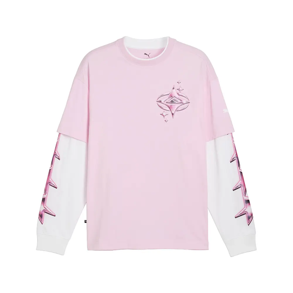 PUMA Mens X Lafrance Pink Heem Crew Neck Long Sleeve Casual Tops Casual - Pink