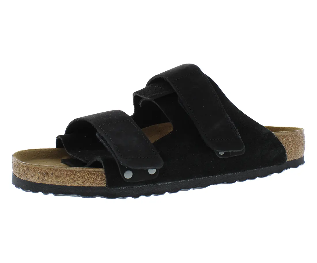 Birkenstock Uji Black Suede Sandals - Unisex Open-Toe Footwear with Adjustable Hook-and-Loop Straps