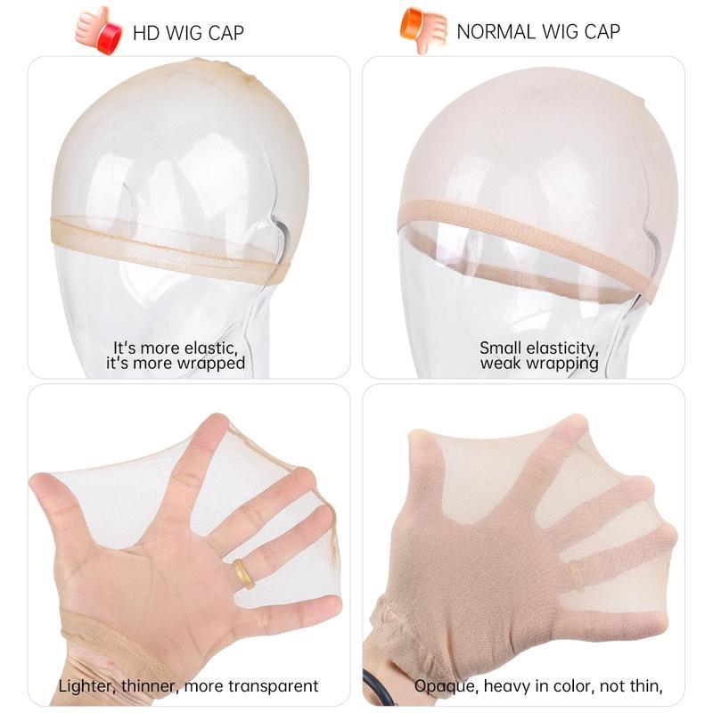 [Wequeen] 1 Pack 2 Pcs HD Wig Cap For Lace Wig Transparent Elastic Wig Cap Perfect For Professional Use