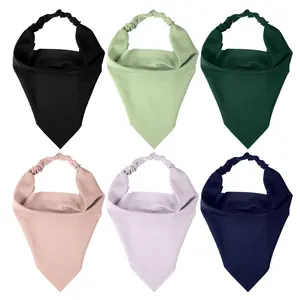Unique Bargains 6pcs Non Slip Triangle Hair Scarf Bandanas for Women and Girls, Navy Blue, Black, Green, Light Green, Light Gray, Khaki