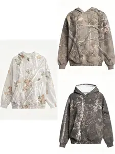 Women's camouflage casual fashion pullover hooded sweatshirt with maple leaf print oversized hat, sweatshirt with wool pullover, long sleeved pocket, fashionable trend Tops Tops Fit Style
