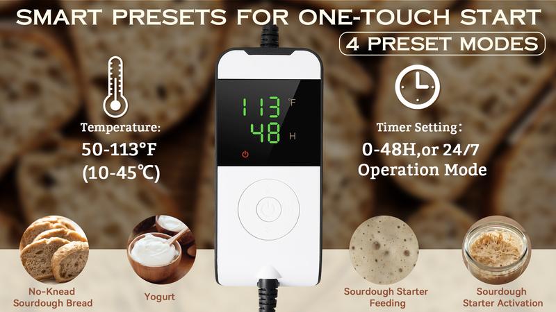 Folding Bread Proofing Box with (50-113°F)  Temp Control & 48H Timer, Proofing Box for Sourdough, Bread Baking, Pizza, Yogurt, Kombucha, Space-Saving & 5-Layer Fabric