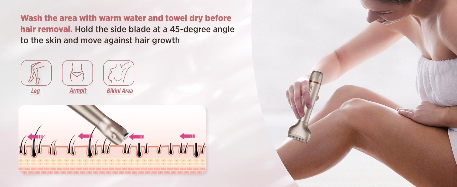 Orchrose Electric Razor- 2 in 1 Shaver & Trimmer for Women,Portable Rechargeable Hair Removal Kit for Face,Body,Leg, Bikini,Underarm &Arm Gift Smooth Comfort ，Rose gold
