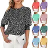 Cicy Bell Women's Polka Dot 3/4 Sleeve Blouse Tops Ladies Casual Office Work Crew Neck T-Shirt Spring Soft Crewneck