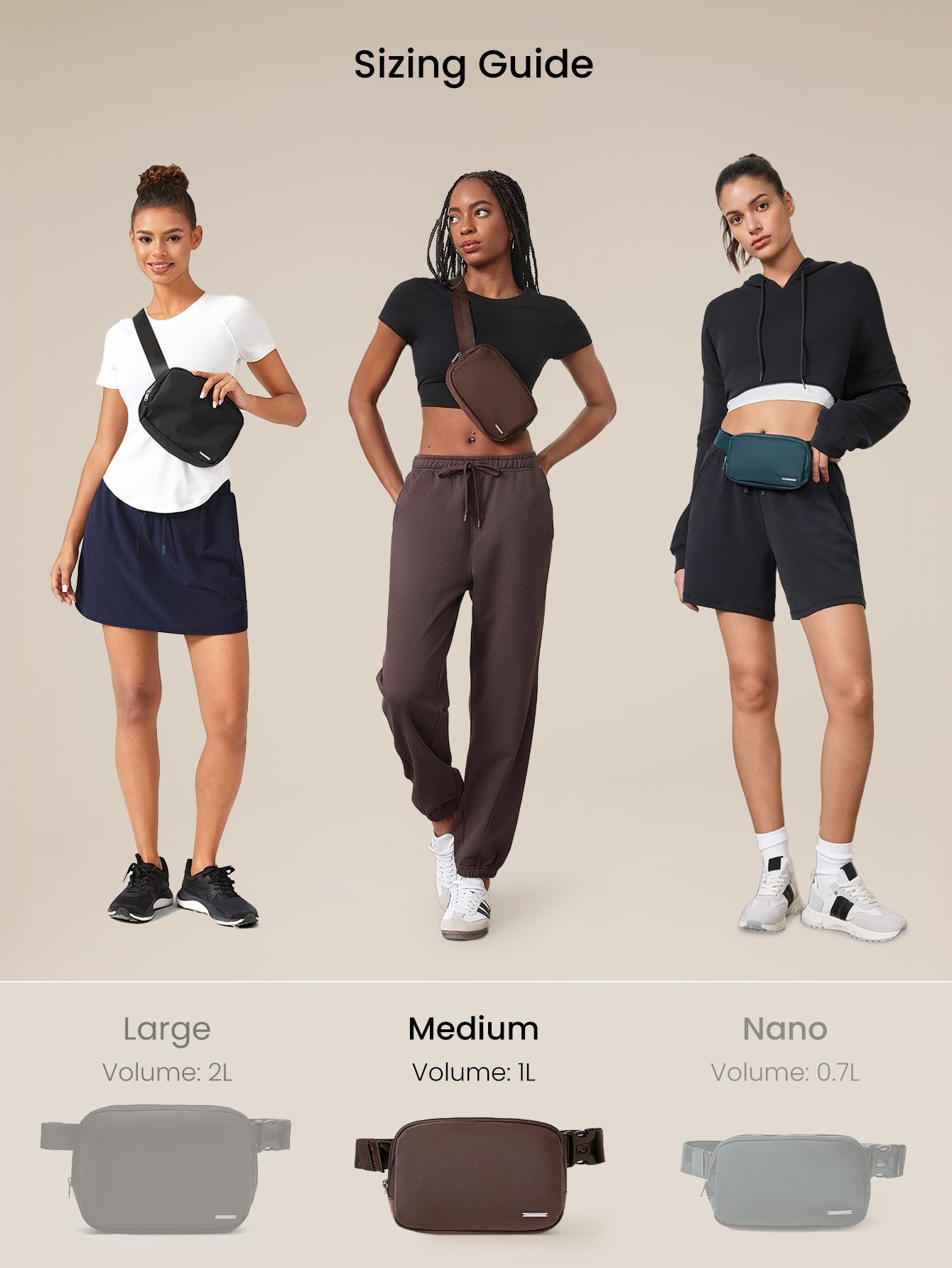 GLOWMODE 1L Zipper Everywhere Belt Bag Water Repellent Waist Crossbody Bags With Adjustable Strap