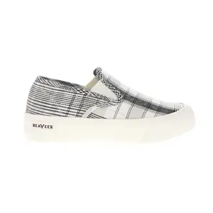 SeaVees Womens Baja Plaid Slip On Platform Sneakers Shoes Casual - White