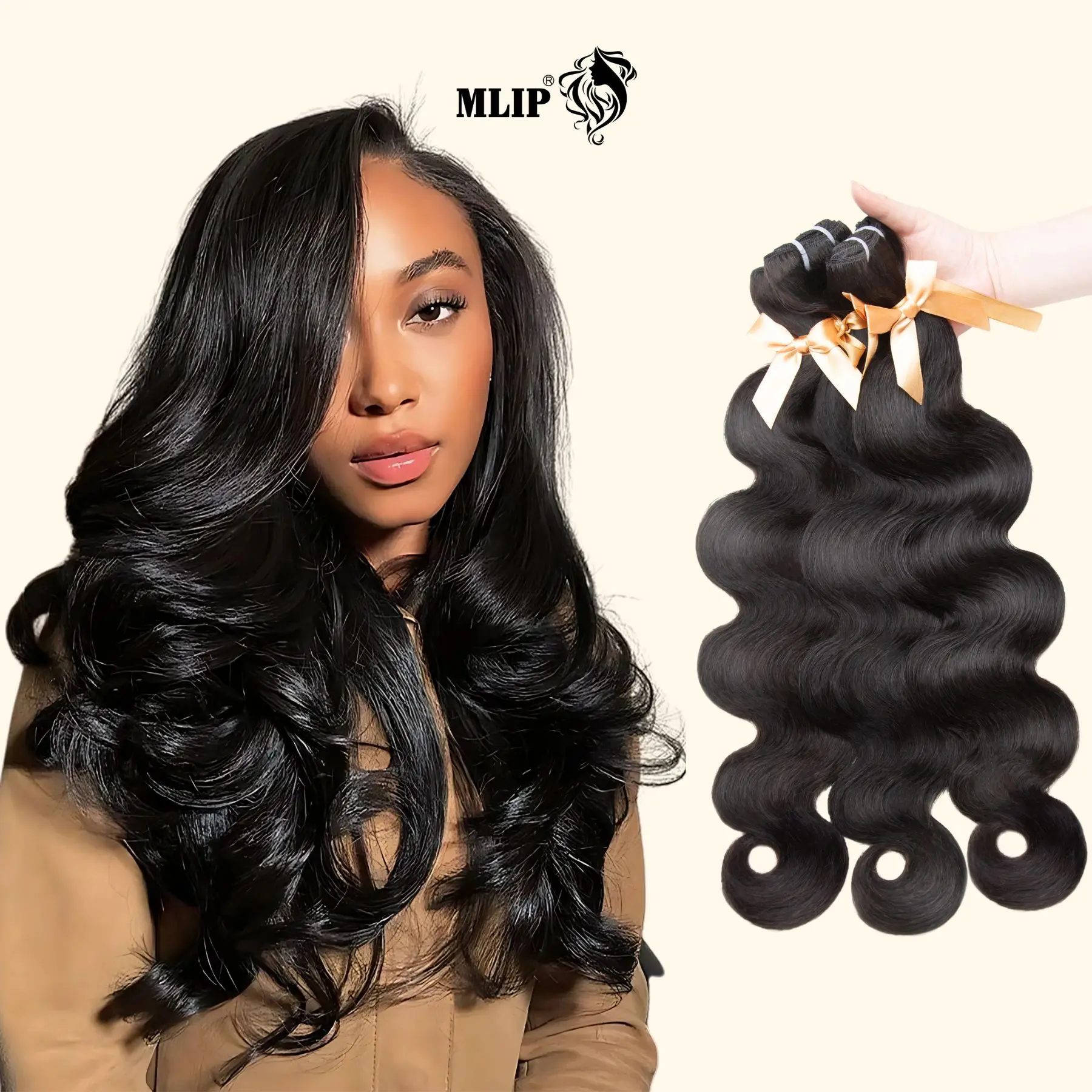 MLIP Hair 15A Raw Indian Virgin Hair Bundles - Double-Weft Natural Wavy Extensions, 100% Unprocessed, No Tangle, No Shedding, Silky Soft Post-Wash, 3X Longer Lifespan, Sew-In Quick Weave (16,18,20 in), Natural Wavy Hair, Extensions Hair