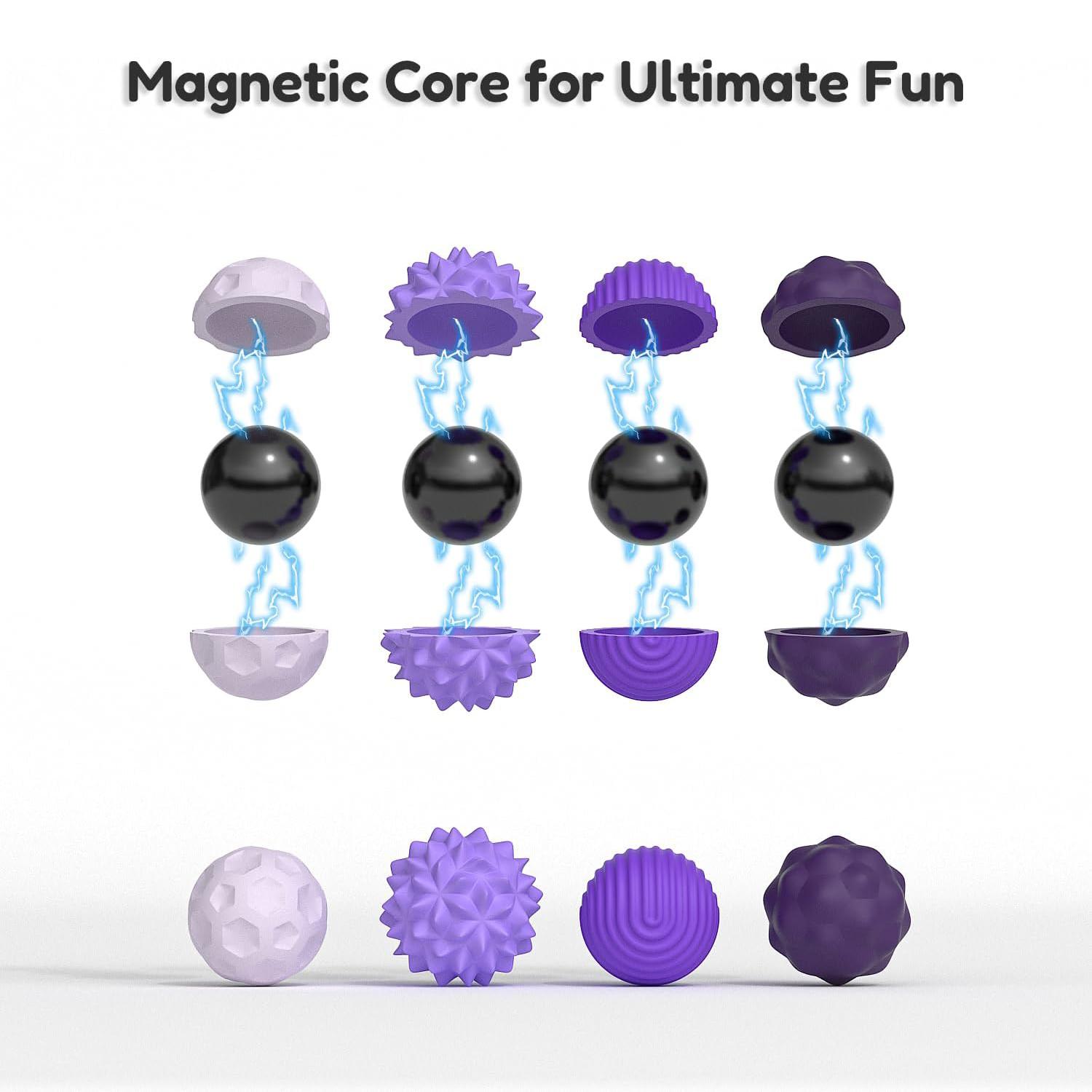 Magnetic Sensory Ball Fidget Toys for Adults&Teens, 8pcs Sensory Attraction Stress Balls with Silicone Shell to Calm Restless Hands Anxious Mind, Desk Stress Magnetic Fidget Balls for Anxiety Relief,Autism and ADHD Classroom Office