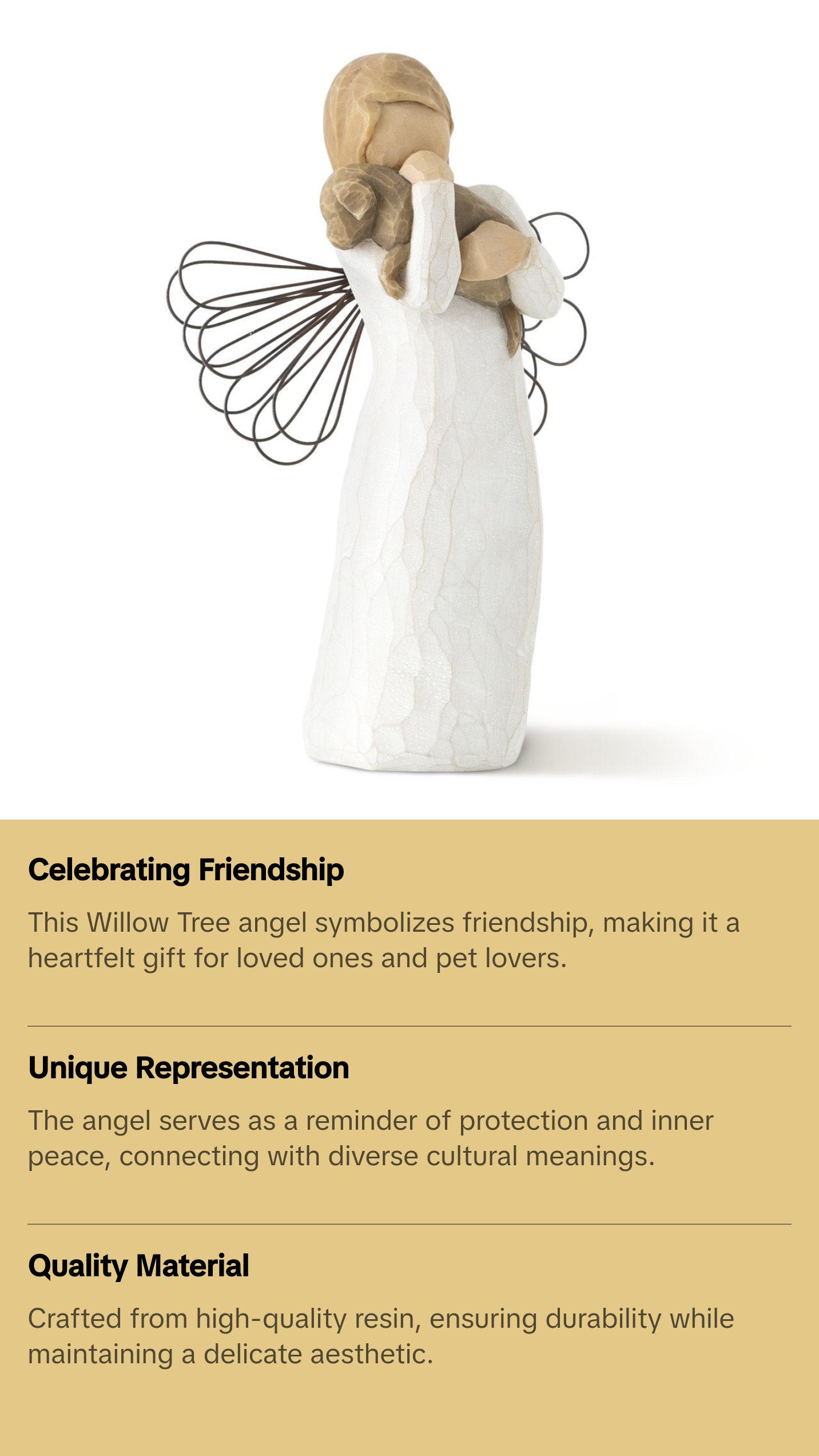 Willow Tree Angel of Friendship Polyresin Figurine - 5"h x1.625"w x1.5" Angel Figurine, Home Decor Accent Statue, Room Ornament, Home Supplies