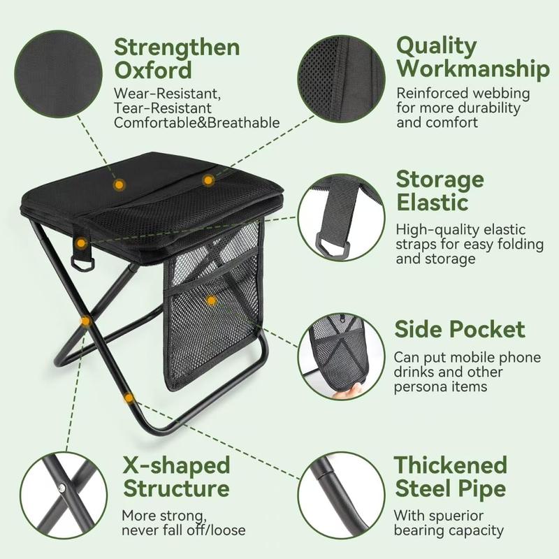 BougeRV Portable Folding Stool with Carry Bag Lightweight Collapsible Outdoor Chair for Travel BBQ Fishing Beach Picnic Camping Versatile and Comfortable Folding Lawn Chair