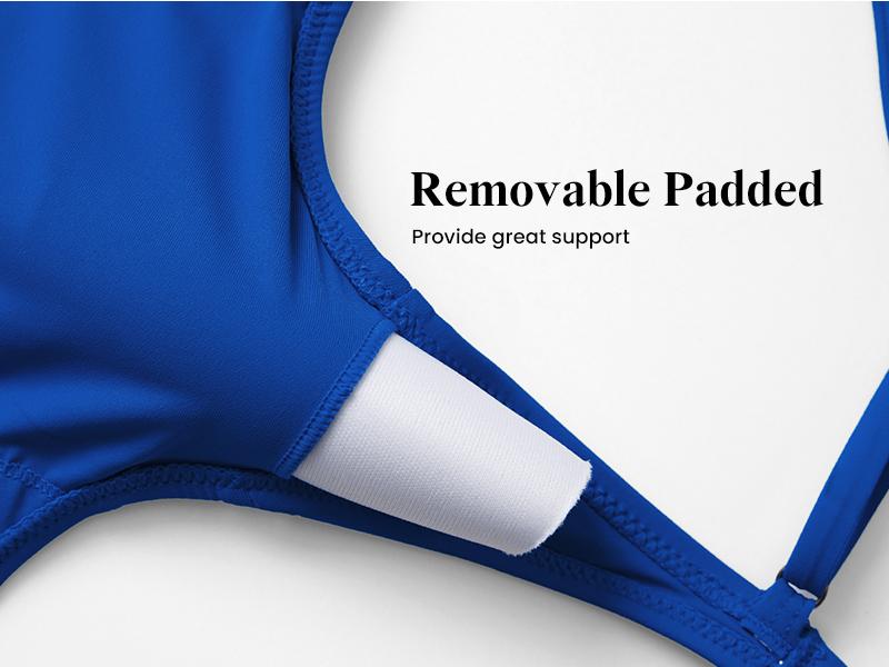 DOBREVA Women's One Piece Swimsuit Strappy Backless Bathing Suit Cut Out Lined Scoop Neck Adjustable Straps Swimwear