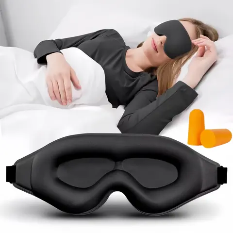 LMMAKE 1PC Silky 3D Contour Sleeping Eye Mask - 100% Blackout, Lash-Safe, Breathable Synthetic Memory Foam, Adjustable Elastic Strap, Hand Washable, Portable Eye Mask, No Tangled Hair, Sleep Aid Product for Side Sleepers